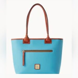 NWT Dooney & Bourke Pebble Grain Zip Tote in Sky Blue